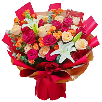 绥化19朵玫瑰百合，爱情永不凋零